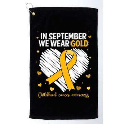 We Wear Gold Childhood Cancer Awareness Gold Ribbon Heart Golf Towel