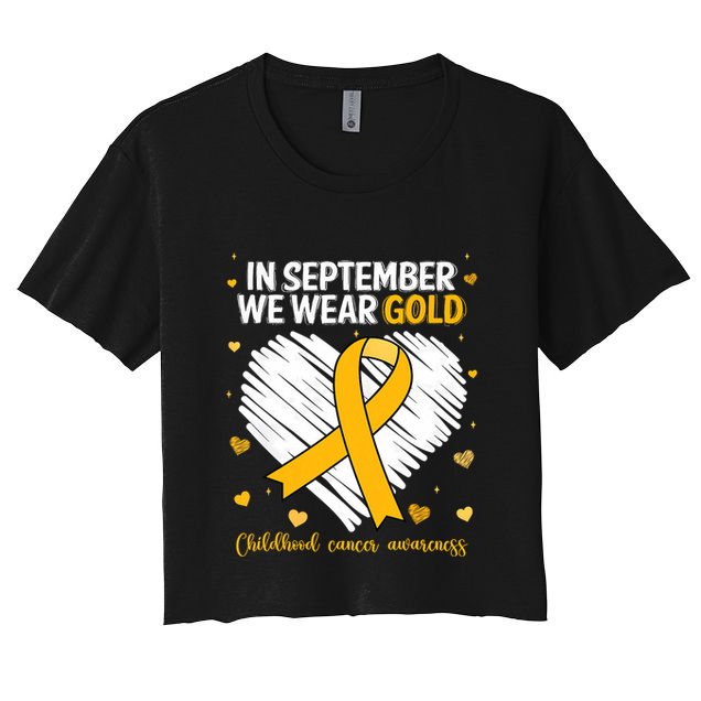 We Wear Gold Childhood Cancer Awareness Gold Ribbon Heart Crop Top