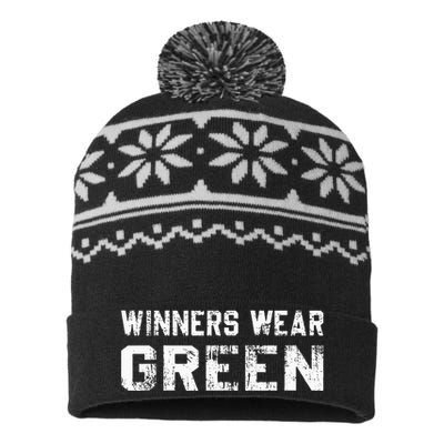 Winners Wear Green Team Spirit Game Competition Color War USA-Made Snowflake Beanie