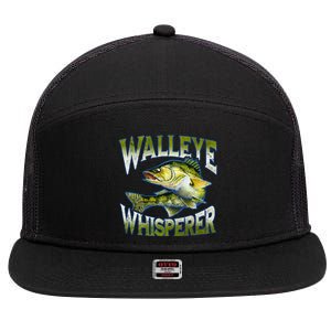 Walleye Whisperer Graphic Fishing Gift Fisher Meaningful Gift 7 Panel Mesh Trucker Snapback Hat