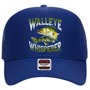 Walleye Whisperer Graphic Fishing Gift Fisher Meaningful Gift High Crown Mesh Back Trucker Hat