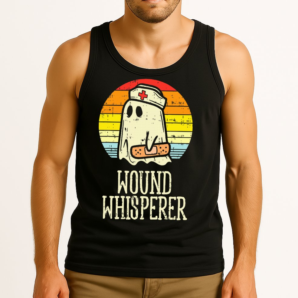 Wound Whisperer Ghost Nurse Boo Halloween Nursing RN Tank Top