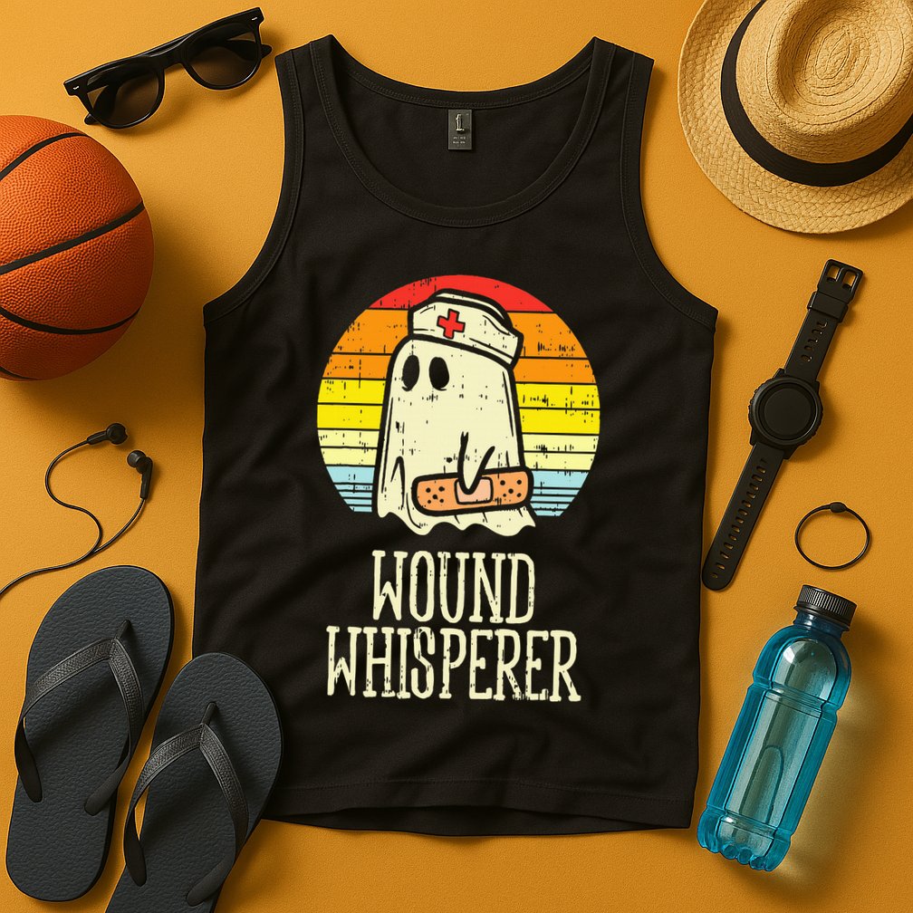 Wound Whisperer Ghost Nurse Boo Halloween Nursing RN Tank Top