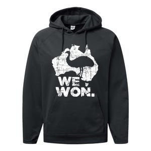 We Won Great Emu War Australian History Emu Lover Performance Fleece Hoodie