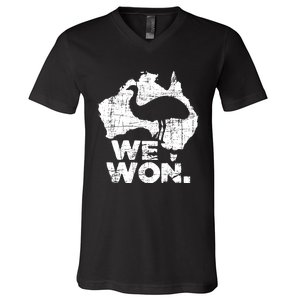 We Won Great Emu War Australian History Emu Lover V-Neck T-Shirt