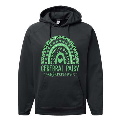 We Wear Green Cerebral Palsy Awareness CP Month Performance Fleece Hoodie