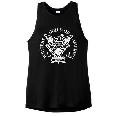 WGA Writers Guild Of America On Strike Anti AI Chatbots Ladies PosiCharge Tri-Blend Wicking Tank