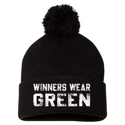 Winners Wear Green Team Spirit Game Competition Color War Pom Pom 12in Knit Beanie