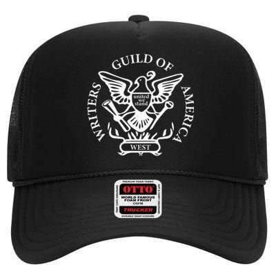 WGA Writers Guild Of America On Strike Anti AI Chatbots High Crown Mesh Back Trucker Hat