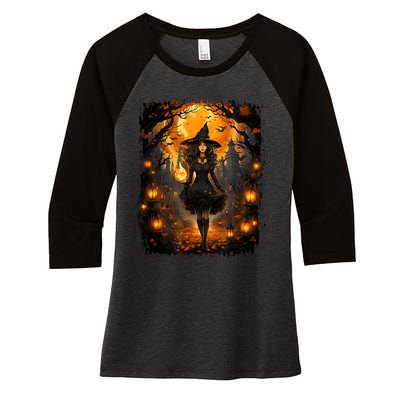 Witchy Woman Girl Halloween Costume Witchcraft Witch Wicca Women's Tri-Blend 3/4-Sleeve Raglan Shirt