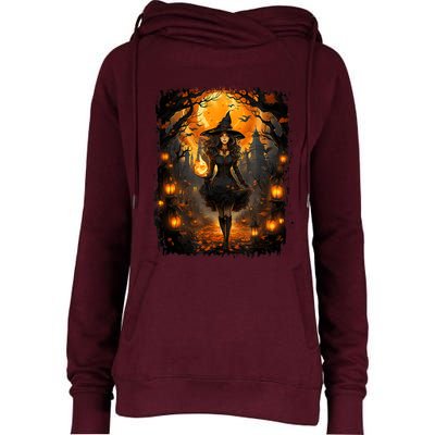 Witchy Woman Girl Halloween Costume Witchcraft Witch Wicca Womens Funnel Neck Pullover Hood