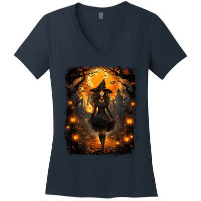 Witchy Woman Girl Halloween Costume Witchcraft Witch Wicca Women's V-Neck T-Shirt