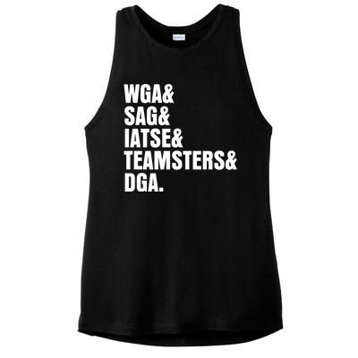 WGA Writers Guild Of America On Strike Anti AI Chatbots Ladies PosiCharge Tri-Blend Wicking Tank