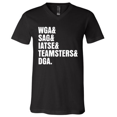 WGA Writers Guild Of America On Strike Anti AI Chatbots V-Neck T-Shirt