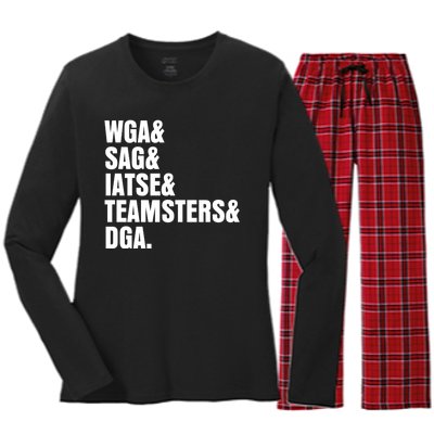 WGA Writers Guild Of America On Strike Anti AI Chatbots Women's Long Sleeve Flannel Pajama Set 