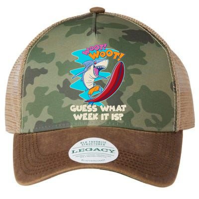 Woot Woot Guess What Week It Is Surfing Shark Legacy Tie Dye Trucker Hat