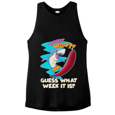 Woot Woot Guess What Week It Is Surfing Shark Ladies PosiCharge Tri-Blend Wicking Tank