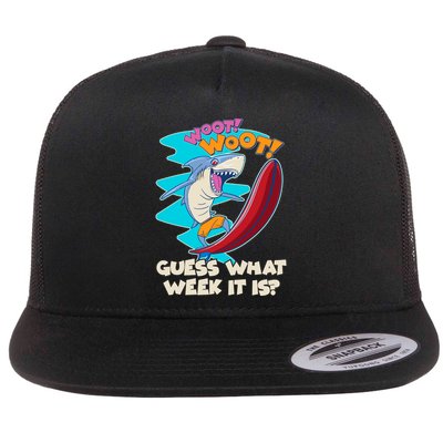 Woot Woot Guess What Week It Is Surfing Shark Flat Bill Trucker Hat