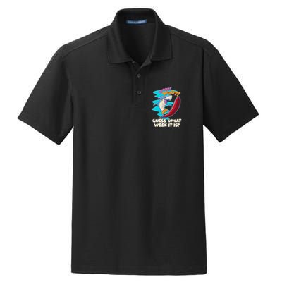 Woot Woot Guess What Week It Is Surfing Shark Dry Zone Grid Polo