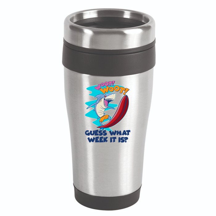 Woot Woot Guess What Week It Is Surfing Shark 16oz Travel Tumbler