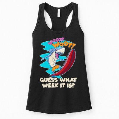 Woot Woot Guess What Week It Is Surfing Shark Womens Tank Top