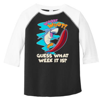 Woot Woot Guess What Week It Is Surfing Shark Toddler Fine Jersey T-Shirt