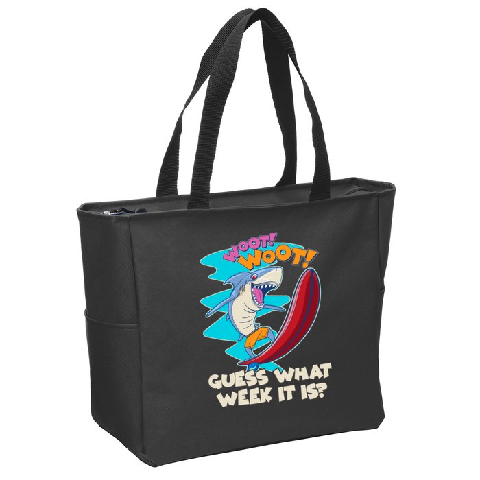 Woot Woot Guess What Week It Is Surfing Shark Zip Tote Bag