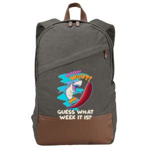 Woot Woot Guess What Week It Is Surfing Shark Cotton Canvas Backpack