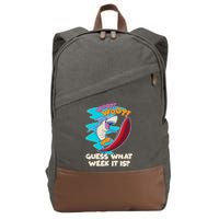 Woot Woot Guess What Week It Is Surfing Shark Cotton Canvas Backpack
