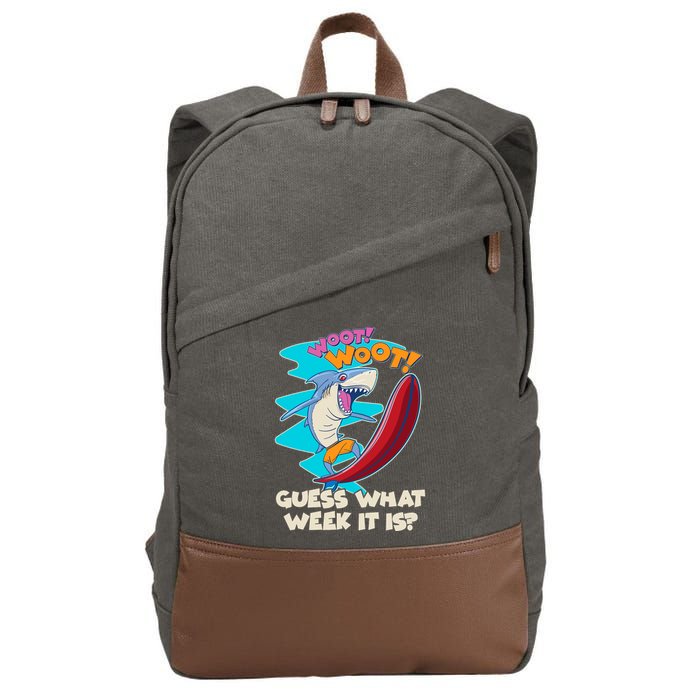 Woot Woot Guess What Week It Is Surfing Shark Cotton Canvas Backpack