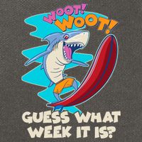 Woot Woot Guess What Week It Is Surfing Shark Cotton Canvas Backpack