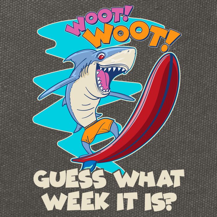Woot Woot Guess What Week It Is Surfing Shark Cotton Canvas Backpack