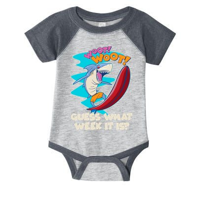 Woot Woot Guess What Week It Is Surfing Shark Infant Baby Jersey Bodysuit