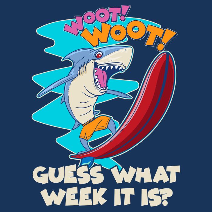 Woot Woot Guess What Week It Is Surfing Shark Infant Baby Jersey Bodysuit