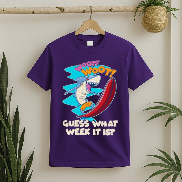 Woot Woot Guess What Week It Is Surfing Shark T-Shirt