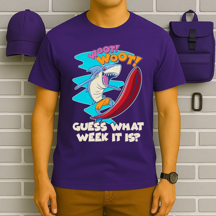Woot Woot Guess What Week It Is Surfing Shark T-Shirt