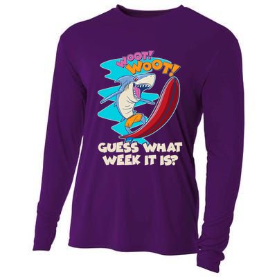 Woot Woot Guess What Week It Is Surfing Shark Cooling Performance Long Sleeve Crew