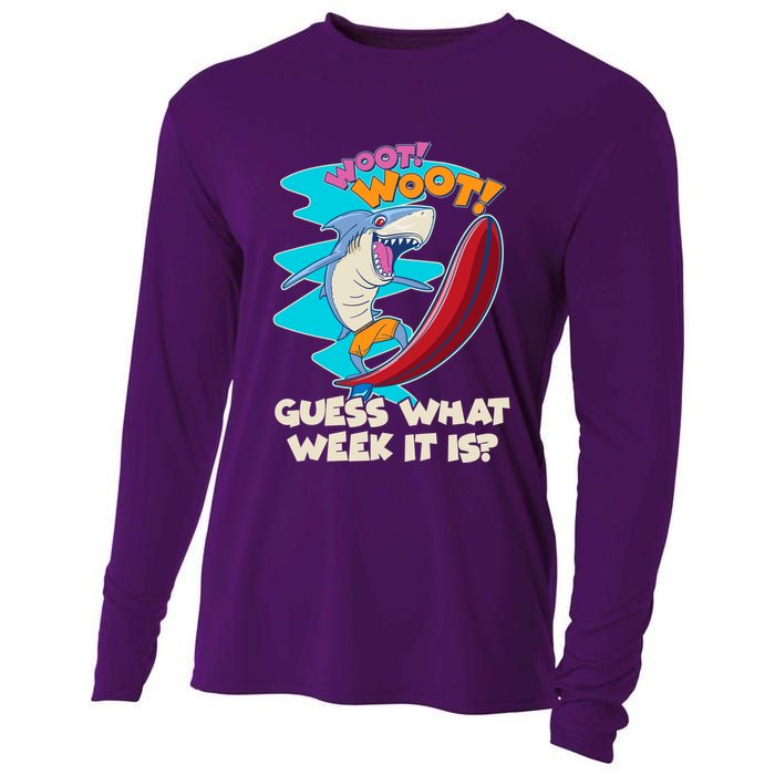 Woot Woot Guess What Week It Is Surfing Shark Cooling Performance Long Sleeve Crew