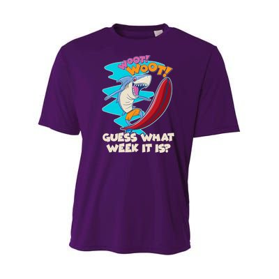 Woot Woot Guess What Week It Is Surfing Shark Youth Performance Sprint T-Shirt