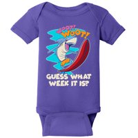 Woot Woot Guess What Week It Is Surfing Shark Baby Bodysuit