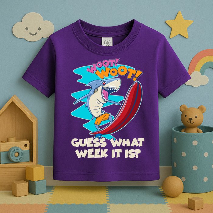 Woot Woot Guess What Week It Is Surfing Shark Toddler T-Shirt