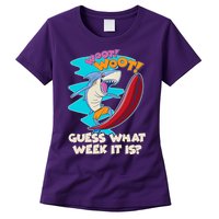 Woot Woot Guess What Week It Is Surfing Shark Womens T-Shirt