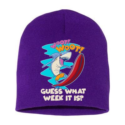 Woot Woot Guess What Week It Is Surfing Shark Short Acrylic Beanie