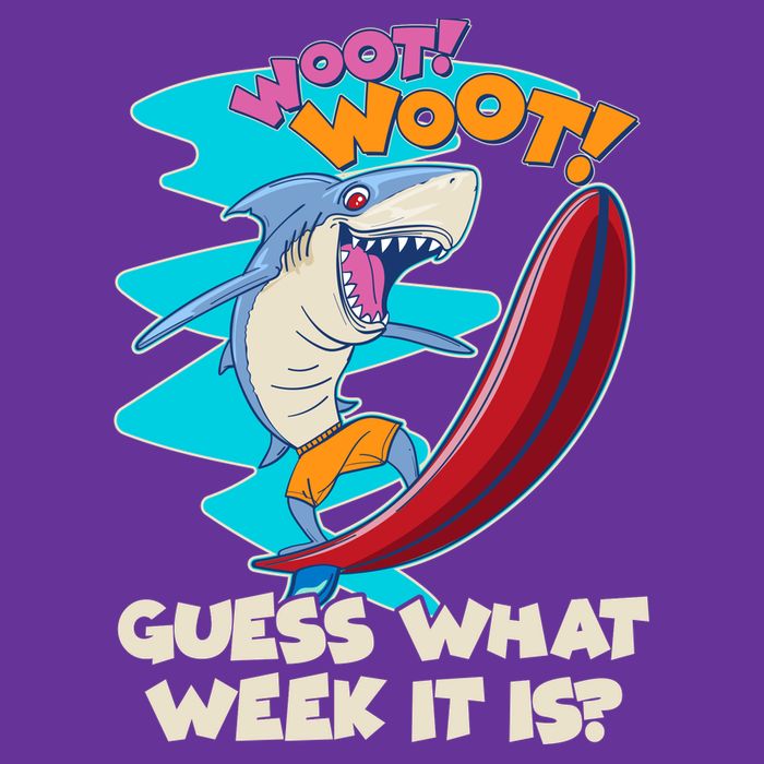 Woot Woot Guess What Week It Is Surfing Shark Short Acrylic Beanie
