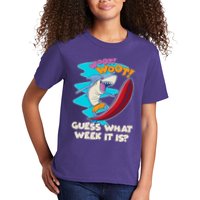 Woot Woot Guess What Week It Is Surfing Shark Kids T-Shirt