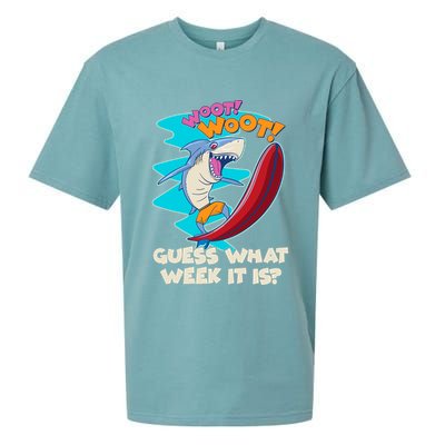 Woot Woot Guess What Week It Is Surfing Shark Sueded Cloud Jersey T-Shirt