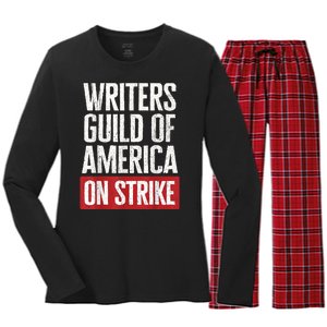 WGA Writers Guild Of America On Strike Anti AI Chatbots Women's Long Sleeve Flannel Pajama Set 