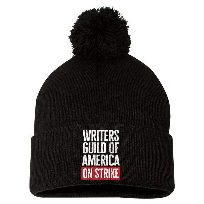 WGA Writers Guild Of America On Strike Anti AI Chatbots Pom Pom 12in Knit Beanie