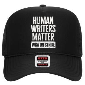 WGA Writers Guild Of America On Strike Anti AI Chatbots High Crown Mesh Back Trucker Hat