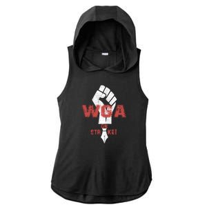 WGA Writers Guild Of America On Strike Anti AI Chatbots Ladies PosiCharge Tri-Blend Wicking Draft Hoodie Tank